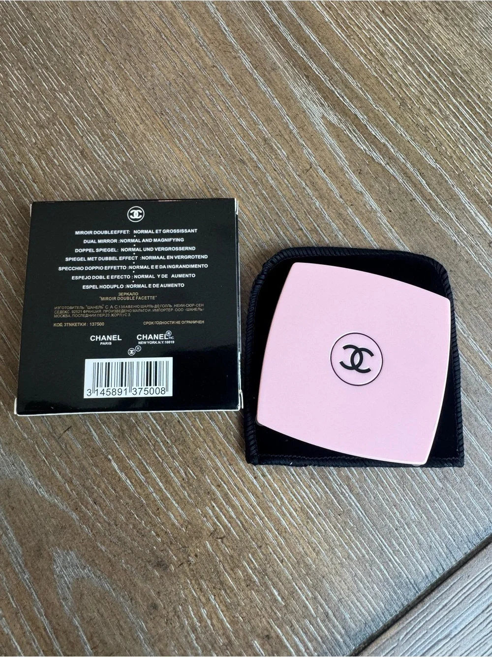 CHANEL Pink Compact Mirror with CC Logo